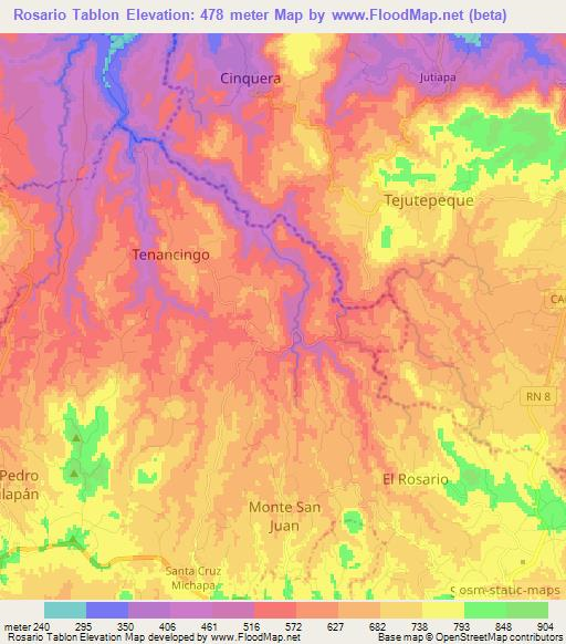 Rosario Tablon,El Salvador Elevation Map