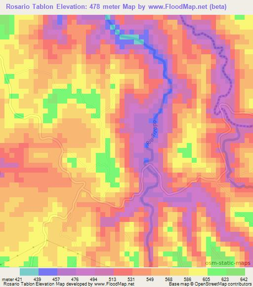 Rosario Tablon,El Salvador Elevation Map