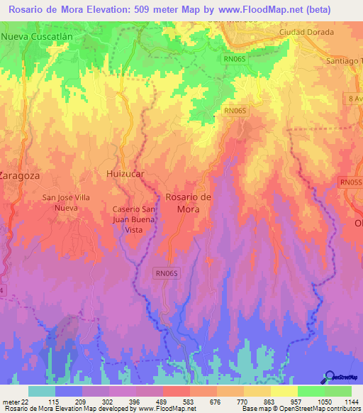 Rosario de Mora,El Salvador Elevation Map