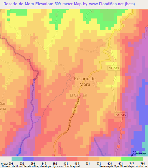 Rosario de Mora,El Salvador Elevation Map