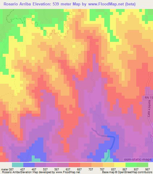 Rosario Arriba,El Salvador Elevation Map