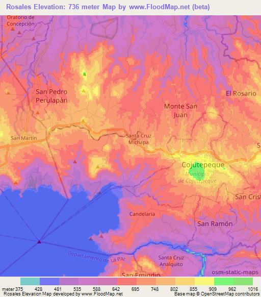 Rosales,El Salvador Elevation Map