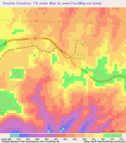 Rosales,El Salvador Elevation Map
