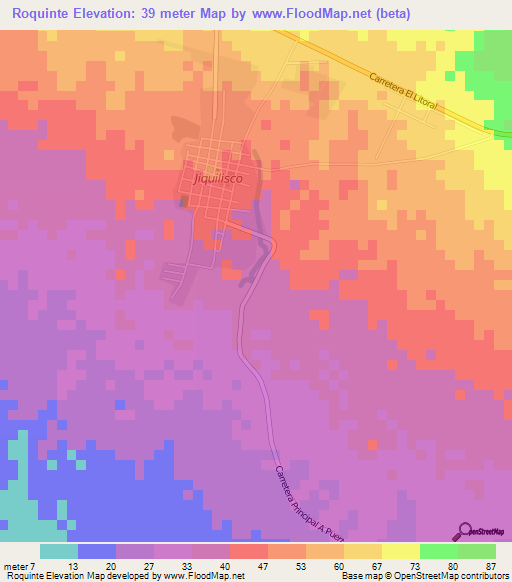 Roquinte,El Salvador Elevation Map