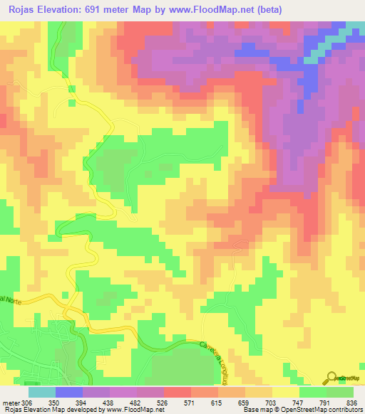 Rojas,El Salvador Elevation Map