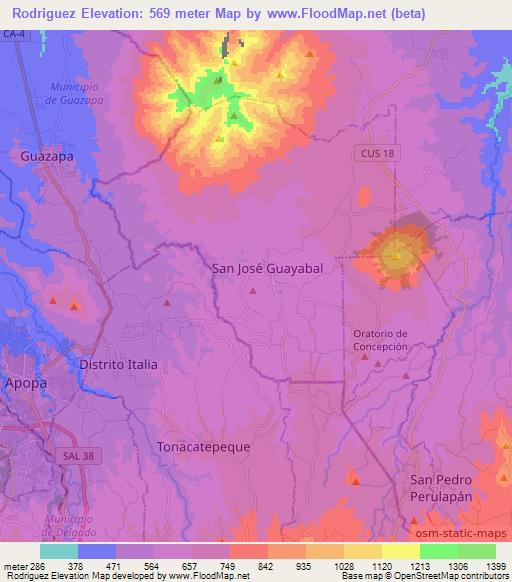 Rodriguez,El Salvador Elevation Map