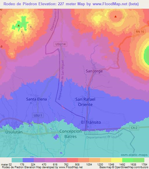 Rodeo de Piedron,El Salvador Elevation Map