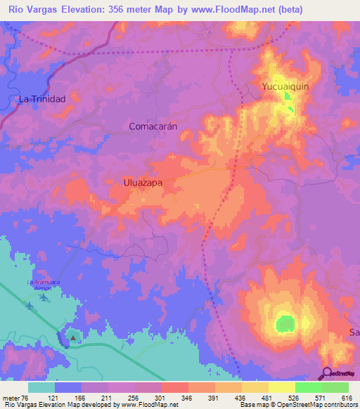 Rio Vargas,El Salvador Elevation Map