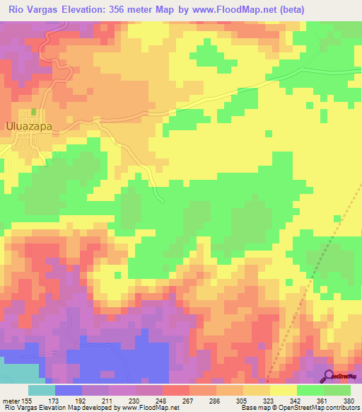 Rio Vargas,El Salvador Elevation Map