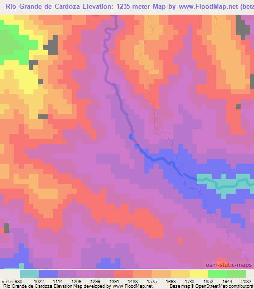 Rio Grande de Cardoza,El Salvador Elevation Map