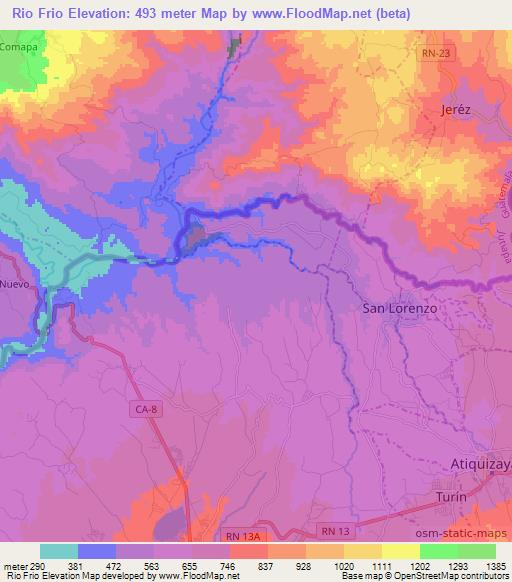 Rio Frio,El Salvador Elevation Map