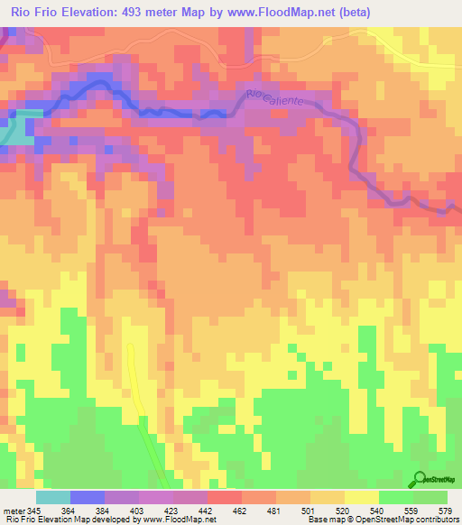 Rio Frio,El Salvador Elevation Map