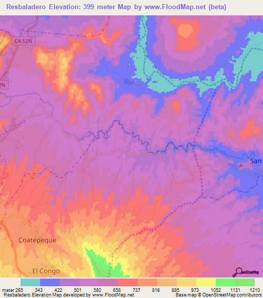 Resbaladero,El Salvador Elevation Map