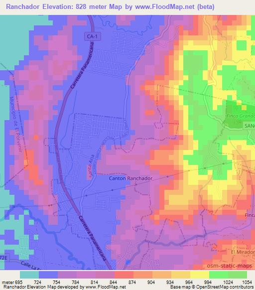 Ranchador,El Salvador Elevation Map