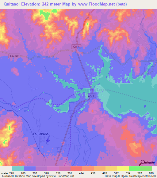 Quitasol,El Salvador Elevation Map