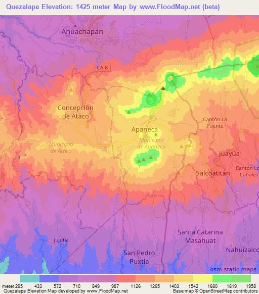 Quezalapa,El Salvador Elevation Map