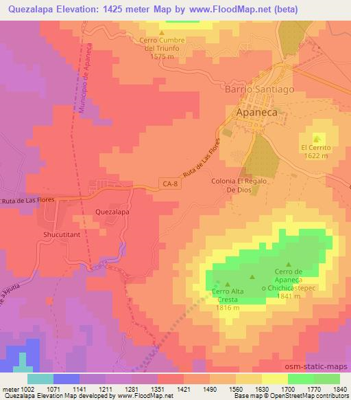 Quezalapa,El Salvador Elevation Map