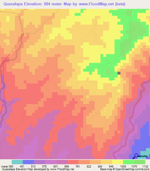Quezalapa,El Salvador Elevation Map