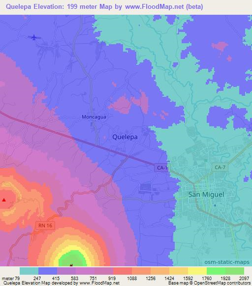 Quelepa,El Salvador Elevation Map