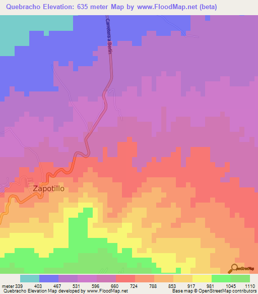Quebracho,El Salvador Elevation Map