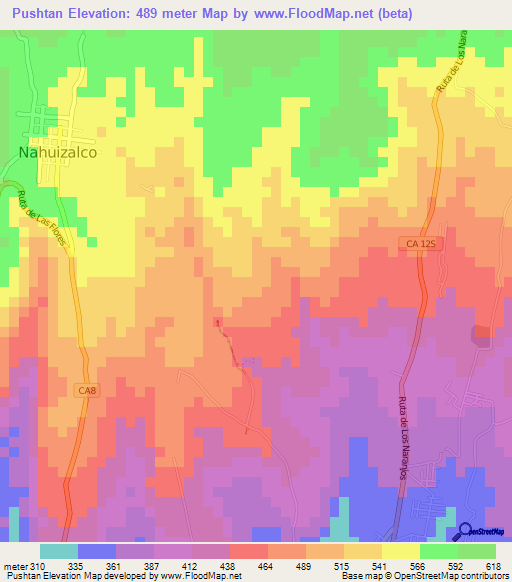 Pushtan,El Salvador Elevation Map