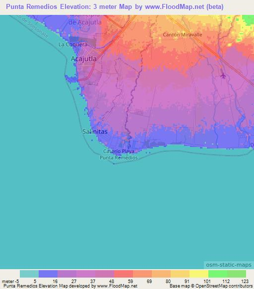 Punta Remedios,El Salvador Elevation Map