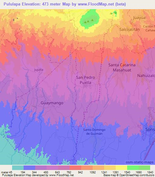 Pululapa,El Salvador Elevation Map
