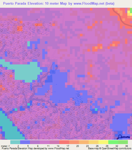 Puerto Parada,El Salvador Elevation Map