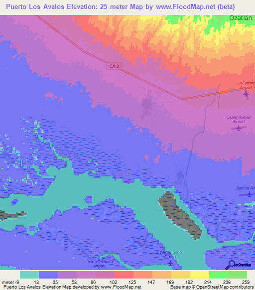Puerto Los Avalos,El Salvador Elevation Map