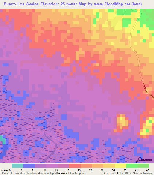 Puerto Los Avalos,El Salvador Elevation Map