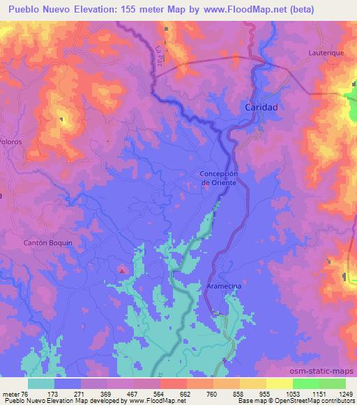 Pueblo Nuevo,El Salvador Elevation Map