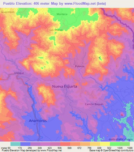 Pueblo,El Salvador Elevation Map
