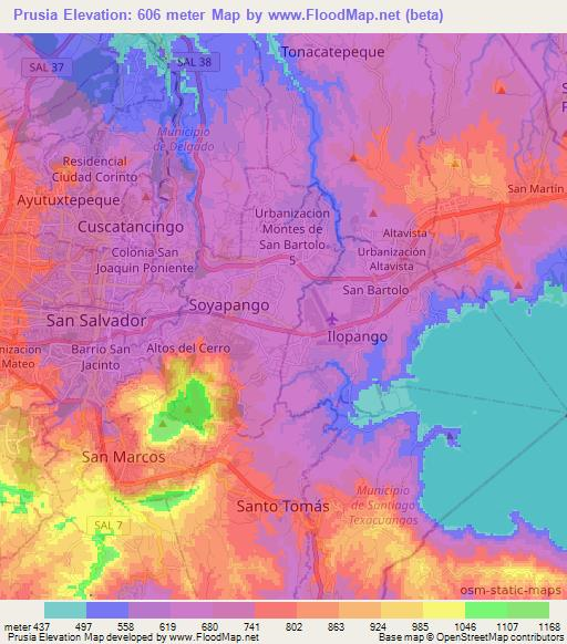 Prusia,El Salvador Elevation Map