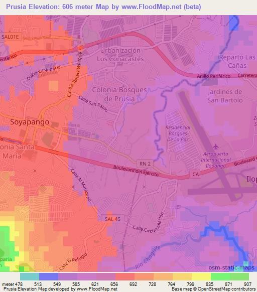 Prusia,El Salvador Elevation Map