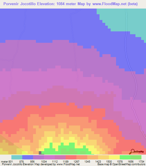 Porvenir Jocotillo,El Salvador Elevation Map