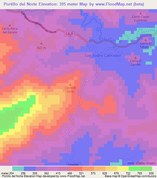 Portillo del Norte,El Salvador Elevation Map