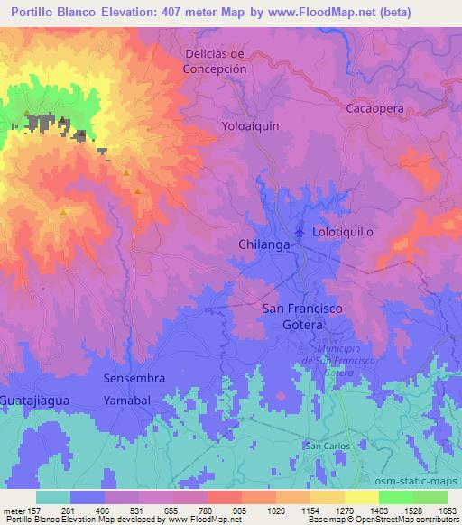 Portillo Blanco,El Salvador Elevation Map