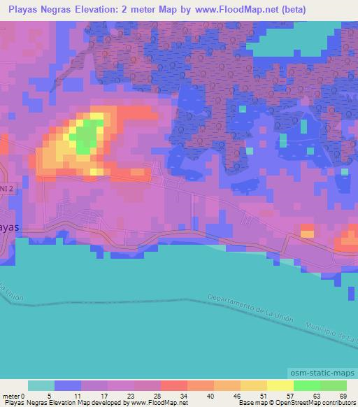 Playas Negras,El Salvador Elevation Map