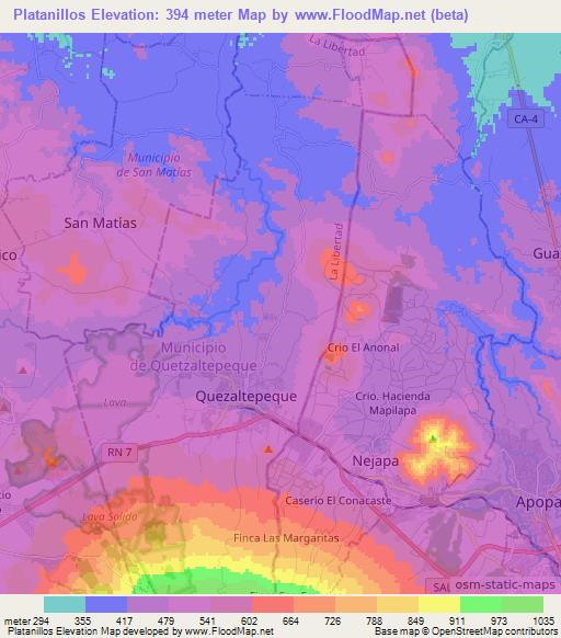 Platanillos,El Salvador Elevation Map