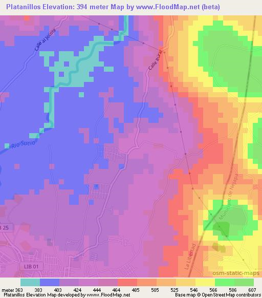 Platanillos,El Salvador Elevation Map