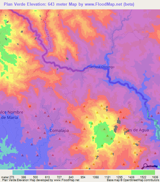 Plan Verde,El Salvador Elevation Map