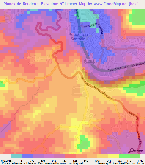 Planes de Renderos,El Salvador Elevation Map
