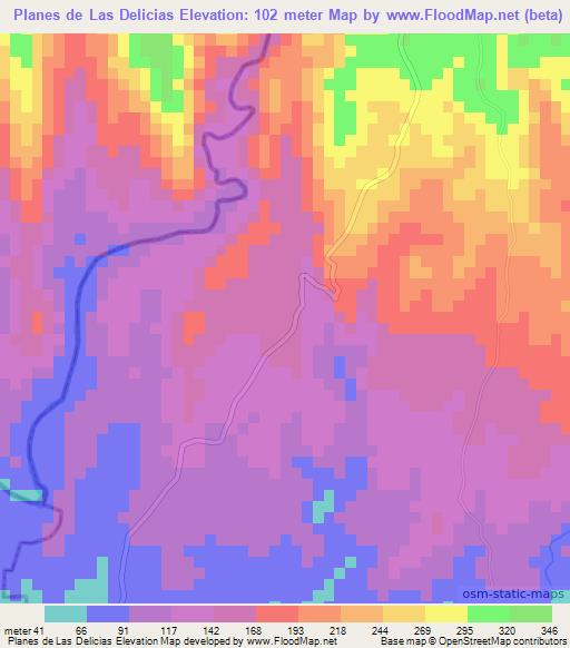Planes de Las Delicias,El Salvador Elevation Map