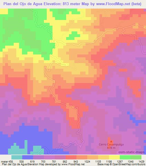 Plan del Ojo de Agua,El Salvador Elevation Map