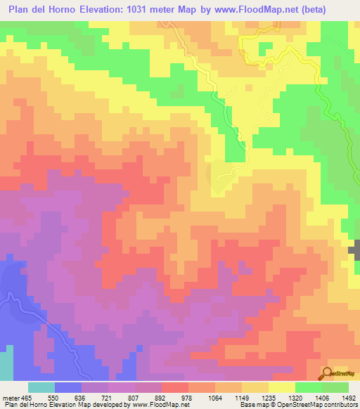 Plan del Horno,El Salvador Elevation Map