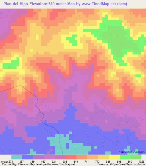 Plan del Higo,El Salvador Elevation Map