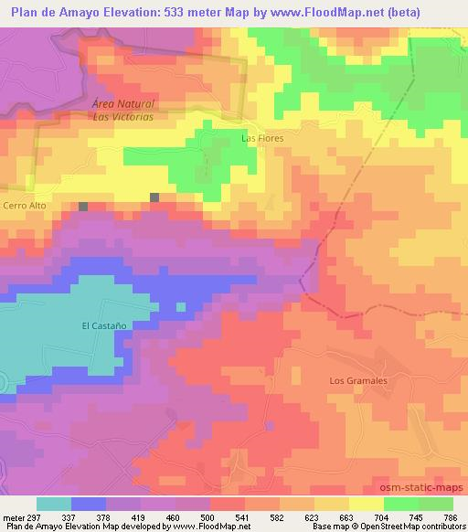 Plan de Amayo,El Salvador Elevation Map