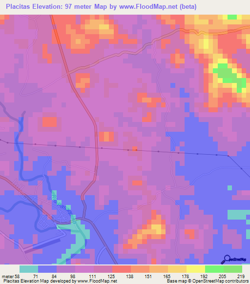 Placitas,El Salvador Elevation Map