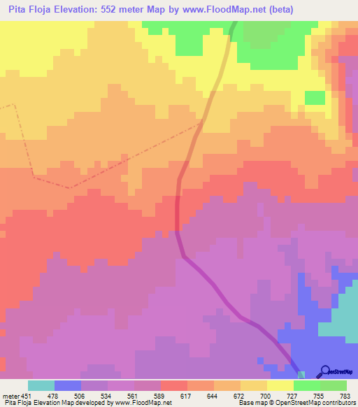 Pita Floja,El Salvador Elevation Map