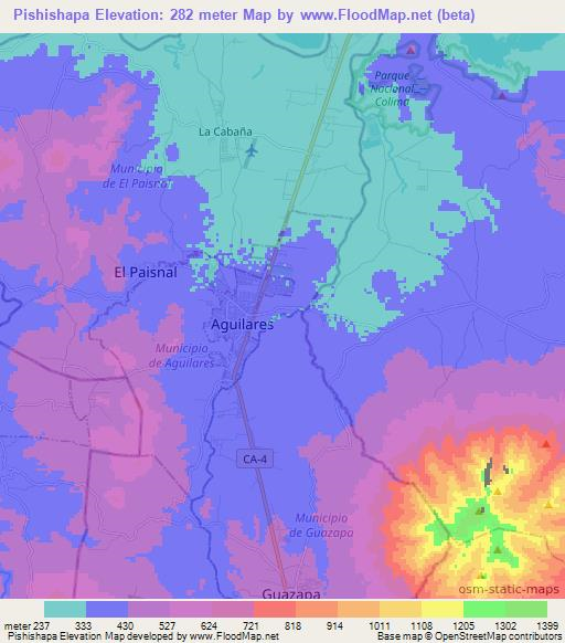 Pishishapa,El Salvador Elevation Map